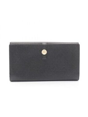 Chanel Bifold Long Wallet Coco Button Black Leather